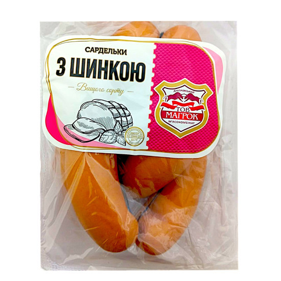 Сардельки З шинкою в/с (н/о)(Газ 1 кг) ТМ "Магрок "
