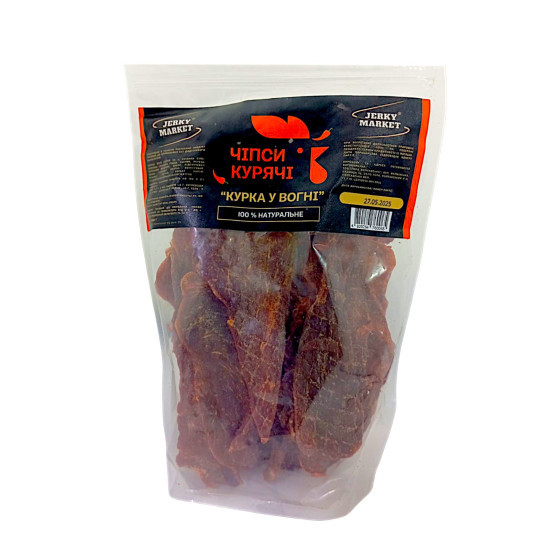 Чіпси курячі Курка у вогні ZIP-пакет  ТМ JERKY MARKET 0,5кг / 3кг ШТ