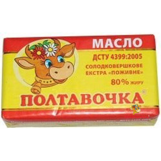 Масло с/в Поживне 80% 200 г/20 шт фольга ТМ "Полтавочка"