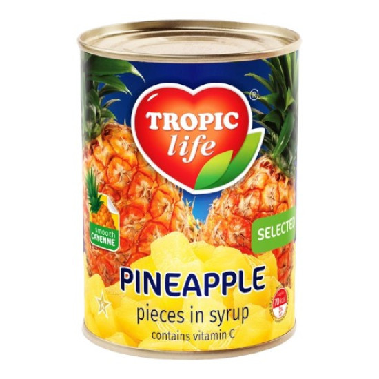 Ананас консервований Тропік шматками в сиропі ж/б 580 г / 24 шт кт