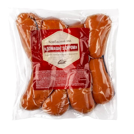 Сардельки Домашні з сиром вар. (г/ч) (макси 0,7 кг) ТМ Ковбасний ряд