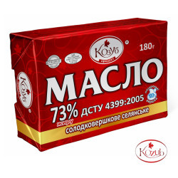 Масло солодковершкове селянське 73% жиру ДСТУ 180 г. / 20 шт ТМ Козуб Регал