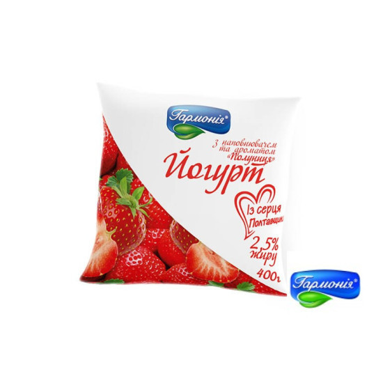 Йогурт "полуниця" плівка 2.5% 0.4кг 21 доба, шт