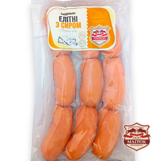 Сардельки  Елітні з сиром в/с 1,1  кг ТМ "Магрок"