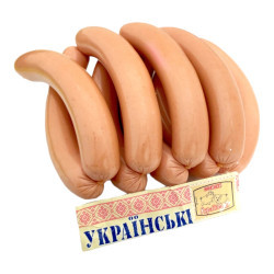 Сосиска УКРАЇНСЬКА варена 1/с 0,6 кг ТМ Моя ковбаска