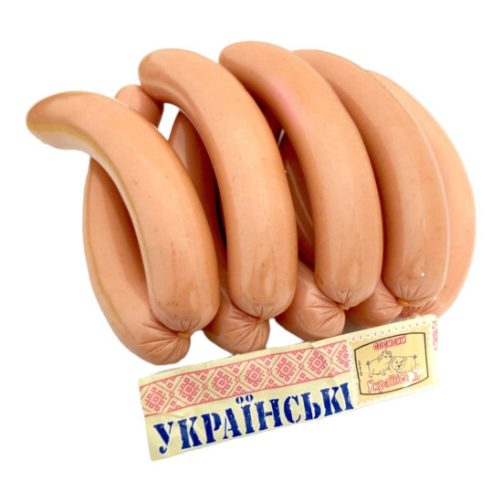 Сосиска УКРАЇНСЬКА варена 1/с 0,6 кг ТМ Моя ковбаска